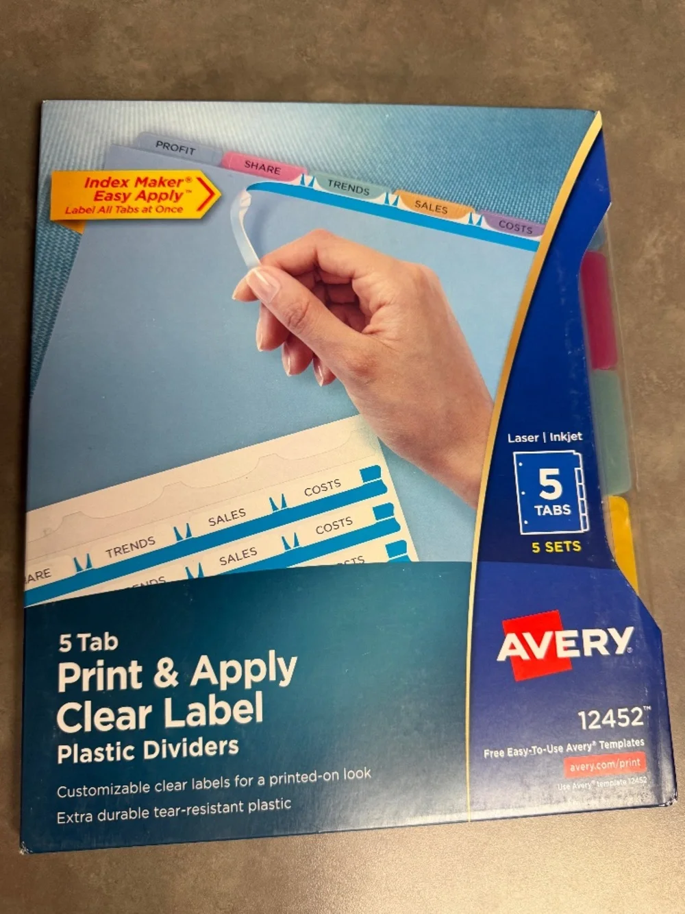 Avery 12452 5 Tab Labels & Plastic Dividers